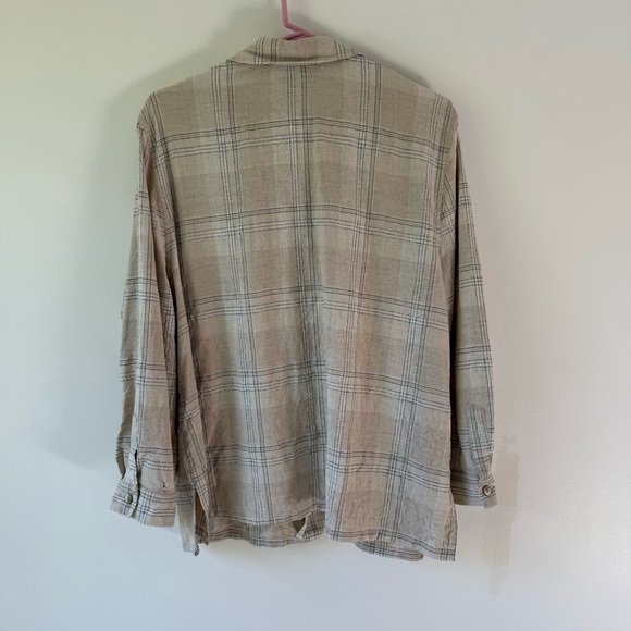 Pendleton plaid button up shirt long sleeve flax rayon blend beige SZ 1X - Picture 6 of 7